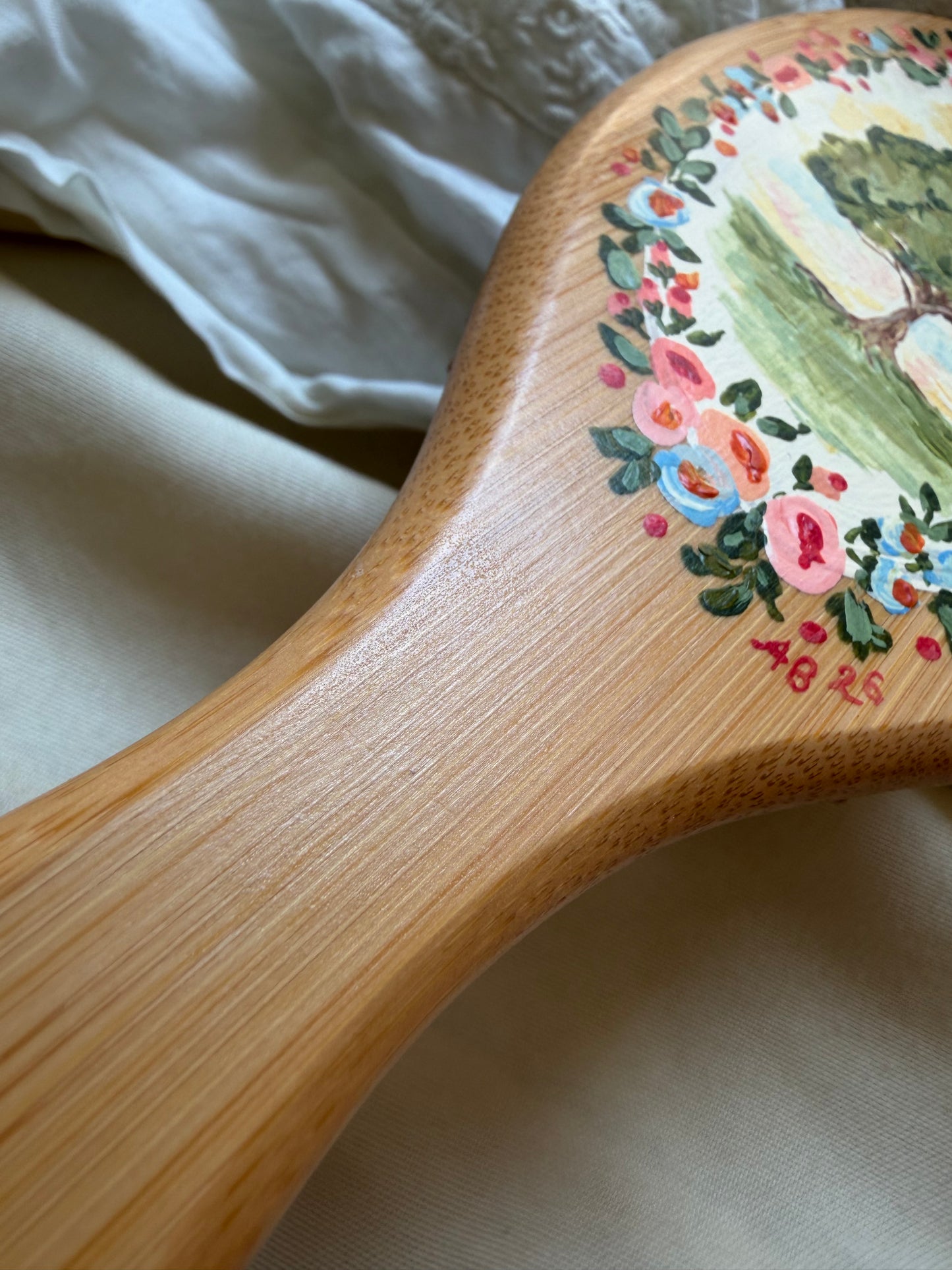 Backyard Tree Hand Painted Hairbrush