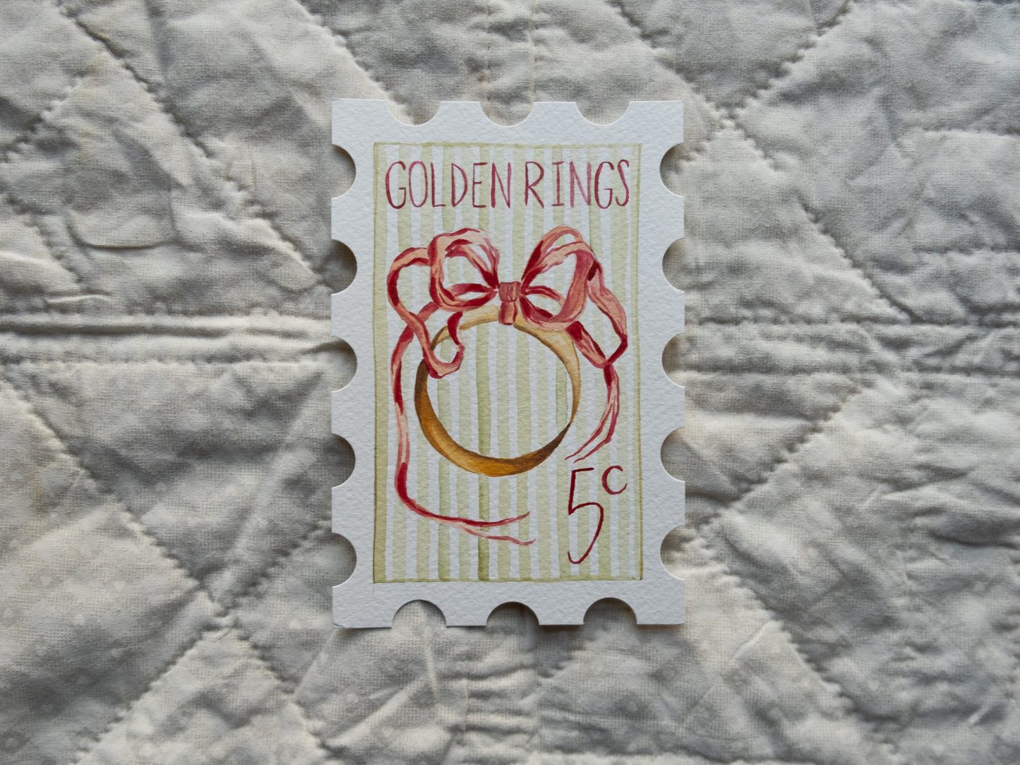 5th Day of Christmas Stamp - Original Artwork