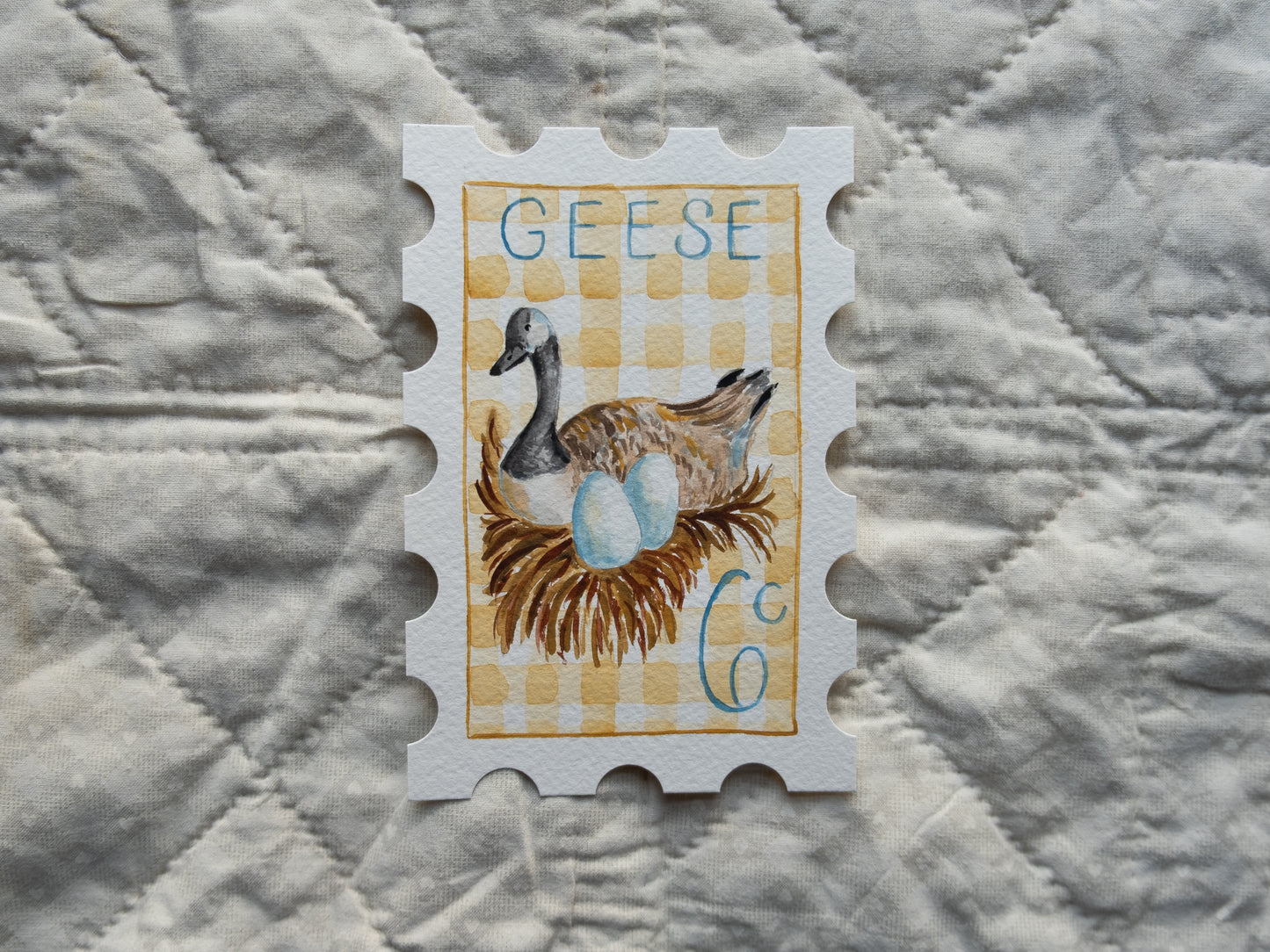 6th Day of Christmas Stamp - Original Artwork