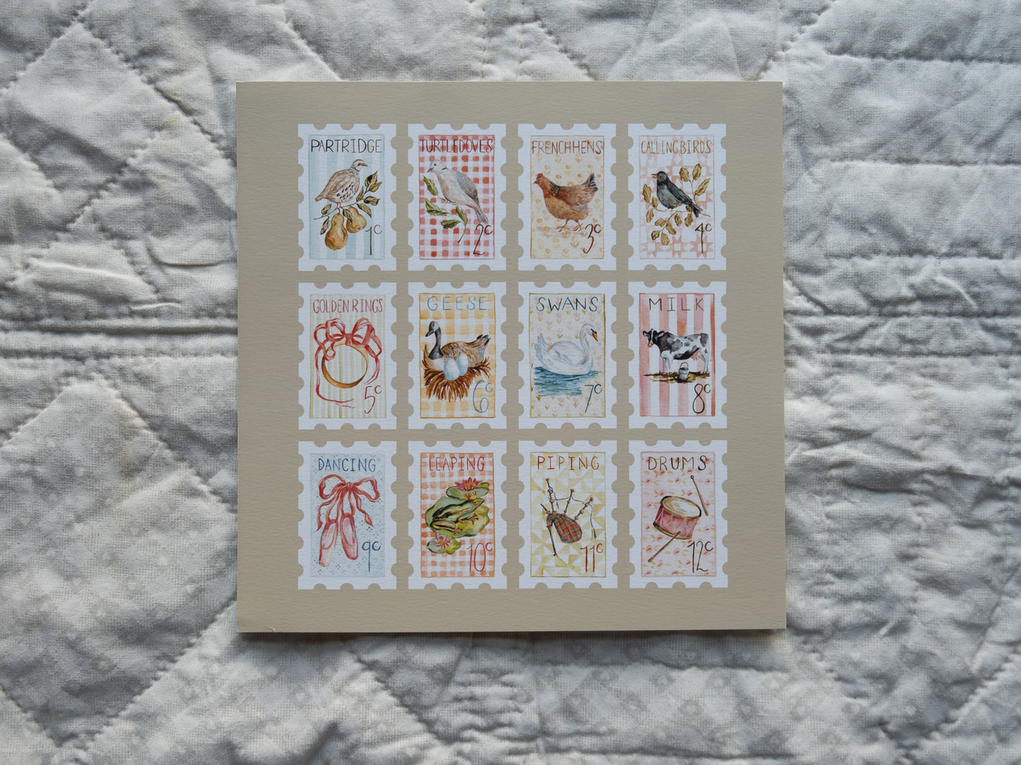 12 Days of Christmas Stamp Print