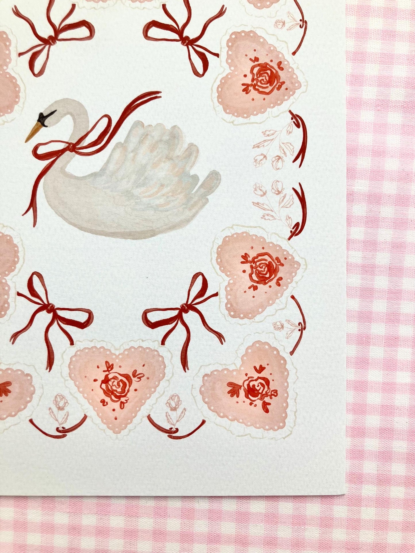 Hearts & Swan Print