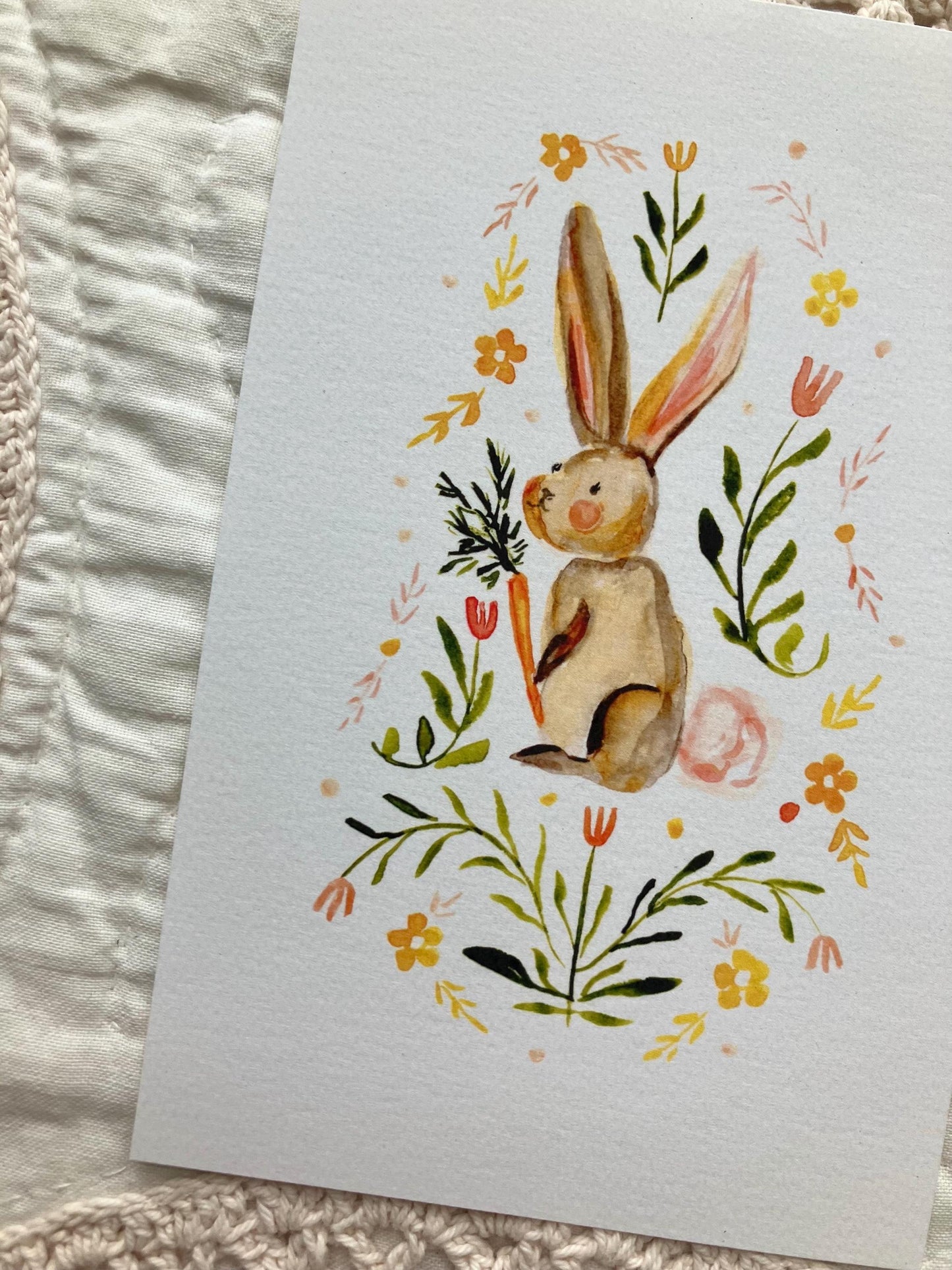 Bunny & Carrot Whimsical Print - B Grade