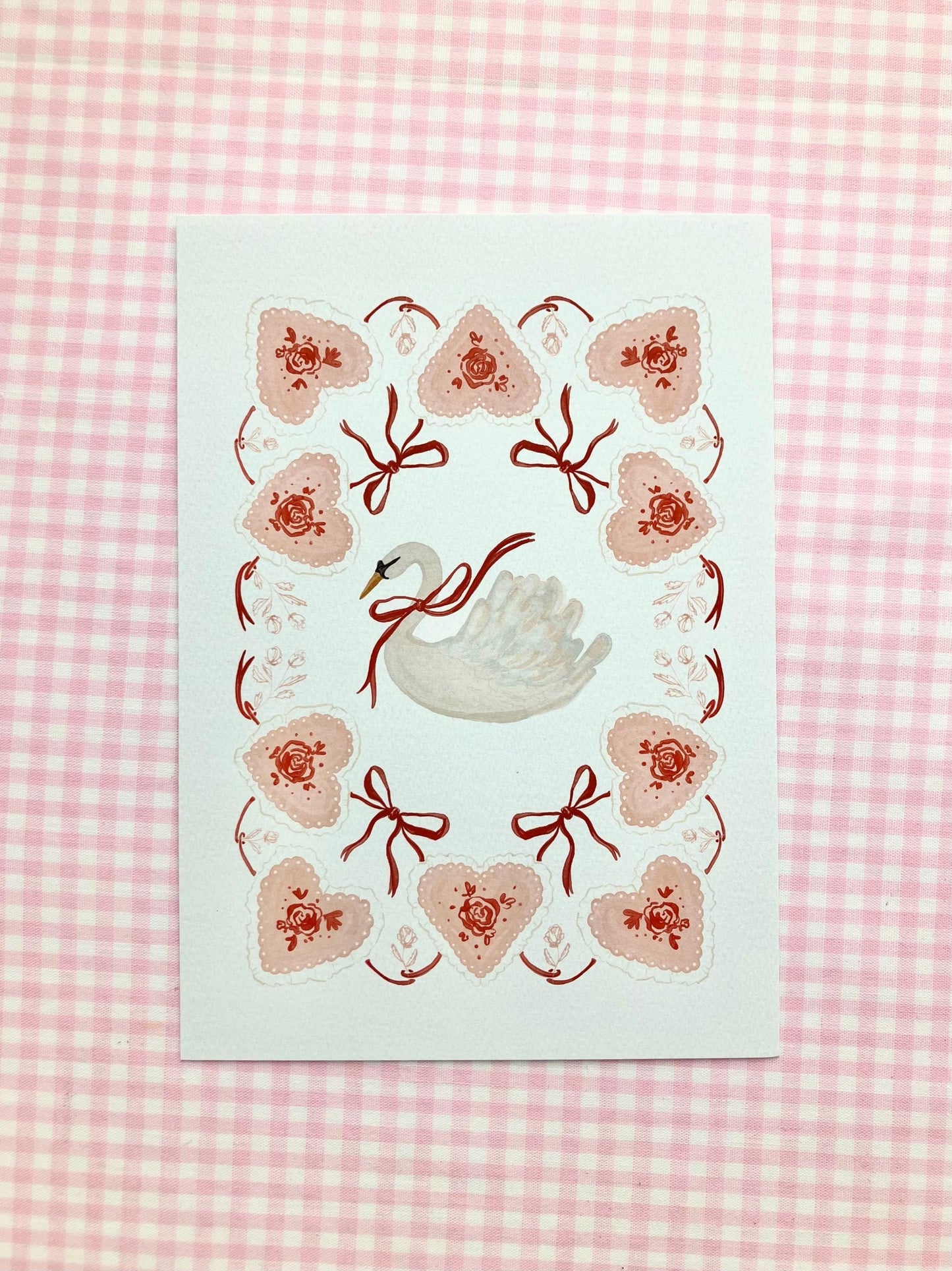 Hearts & Swan Print