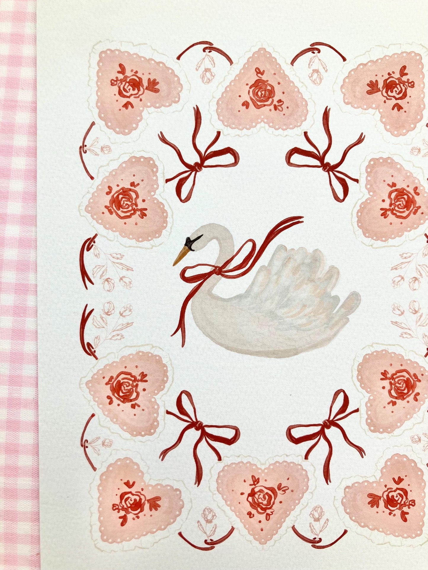 Hearts & Swan Print