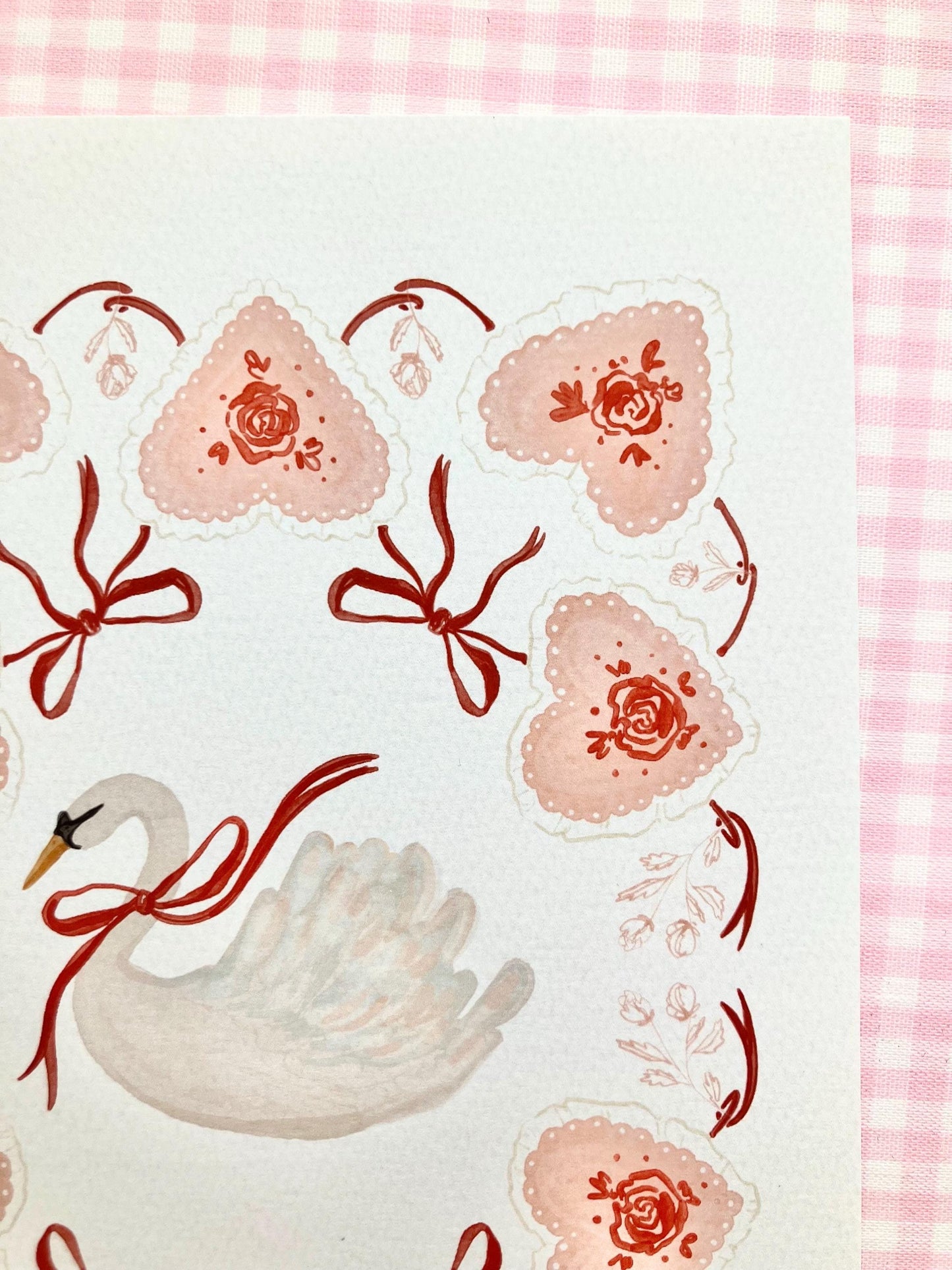 Hearts & Swan Print