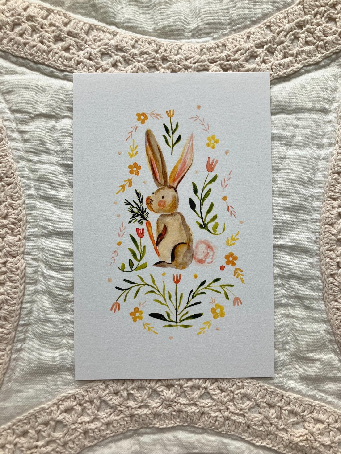 Bunny & Carrot Whimsical Print - B Grade