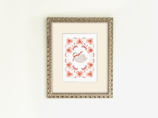 Hearts & Swan Print