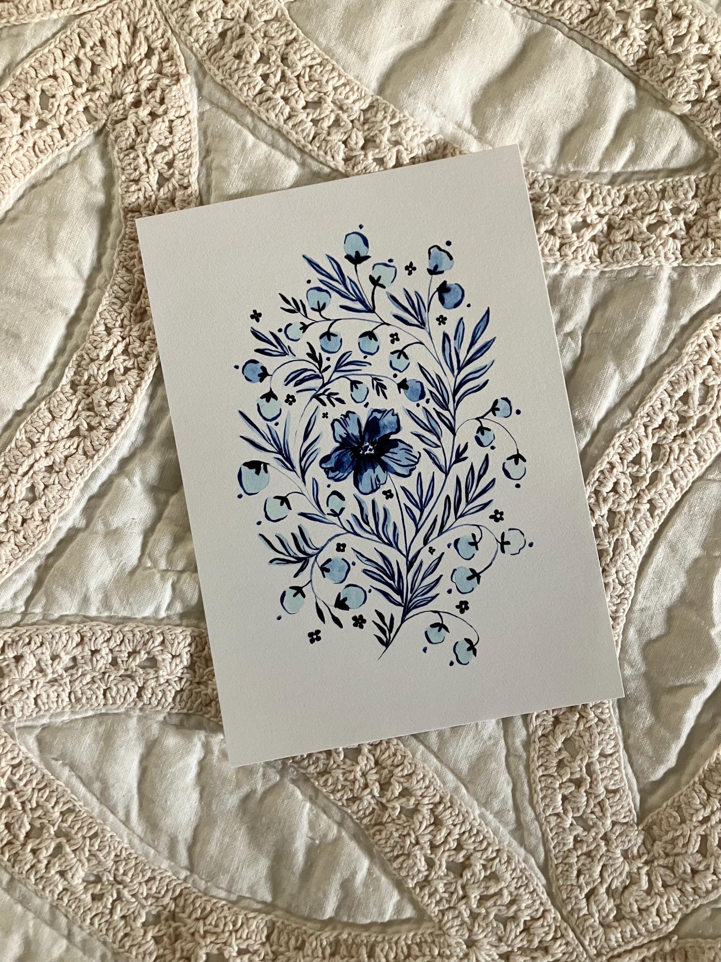 Blue & White Floral no. 2 Print