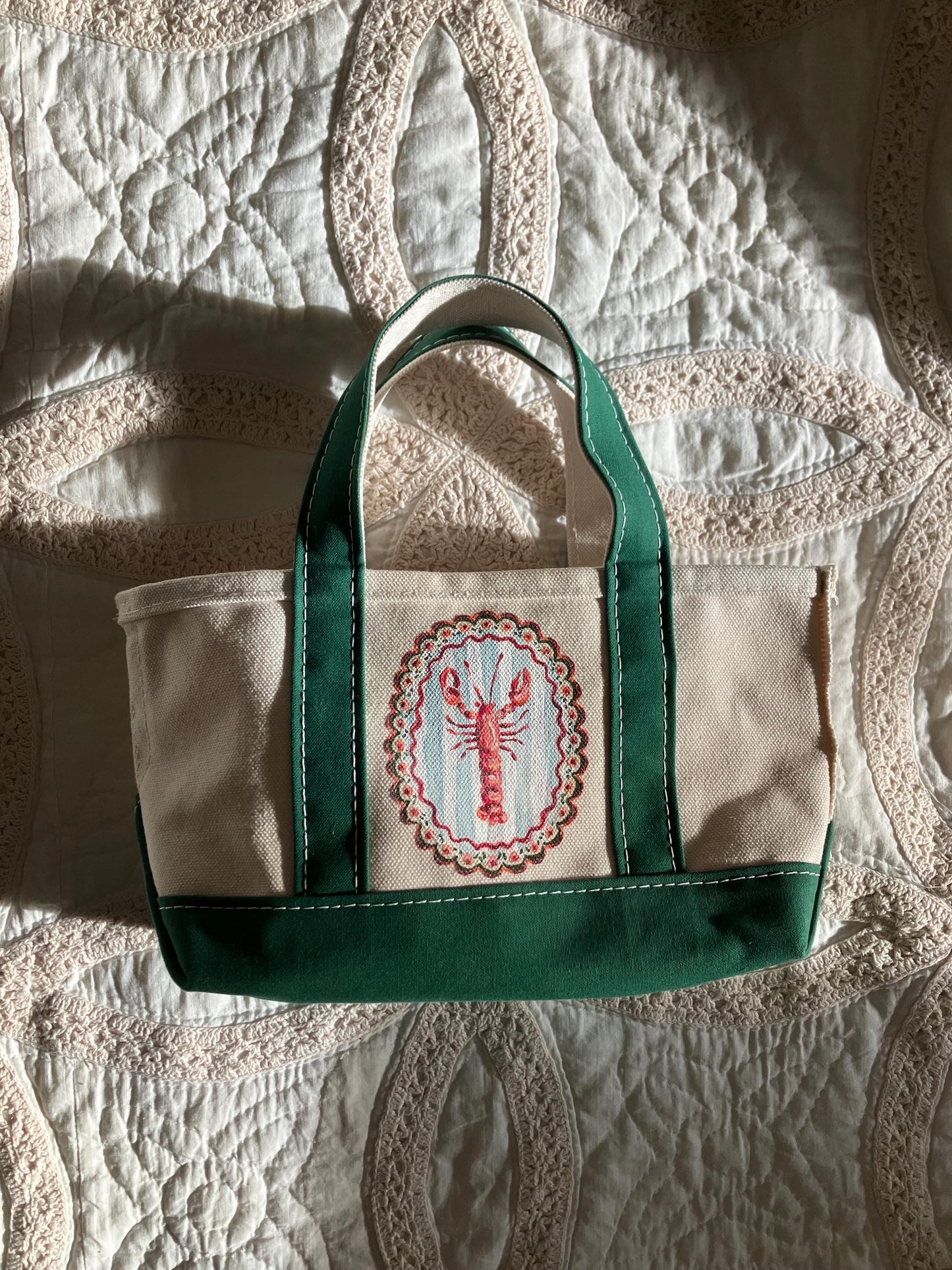 Handpainted Lobster Mini Tote Bag