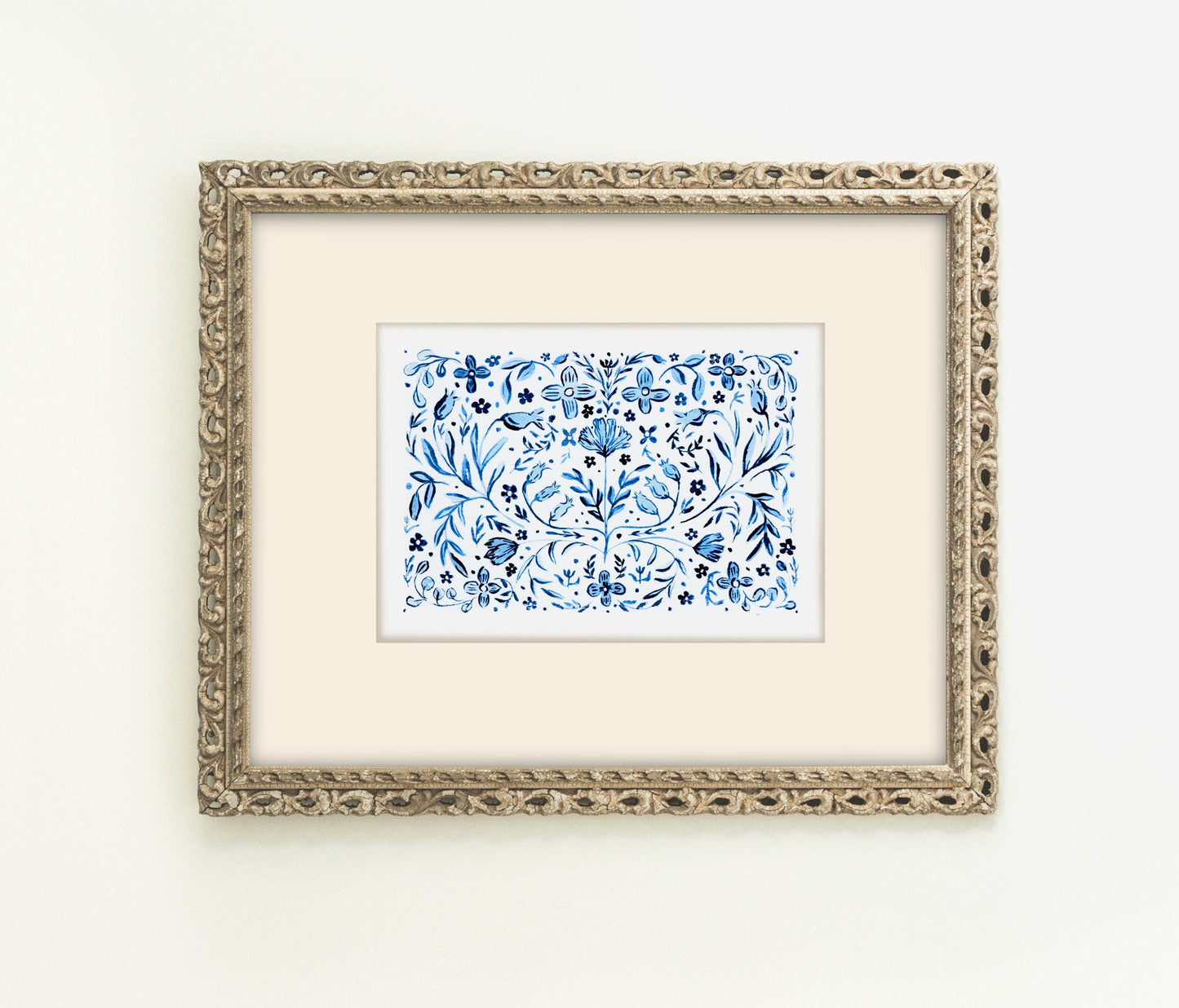 Blue and White Floral no. 1 Print