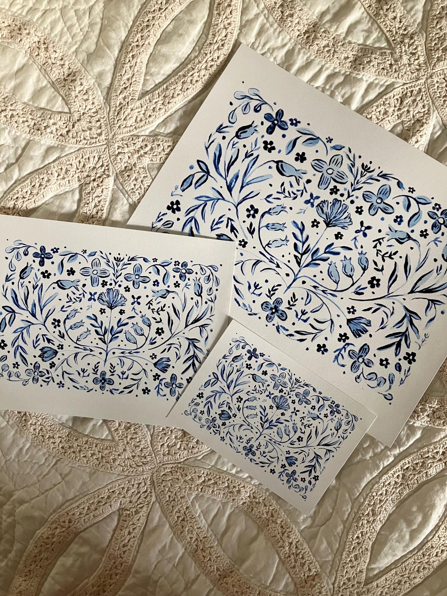 Blue and White Floral no. 1 Print