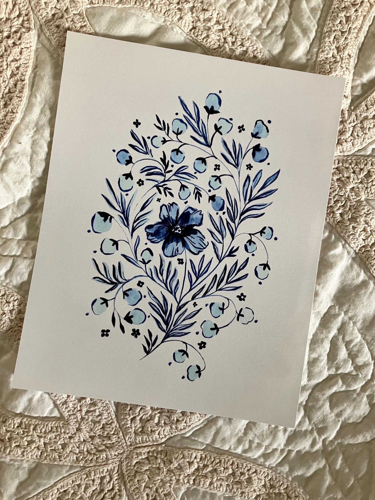 Blue & White Floral no. 2 Print