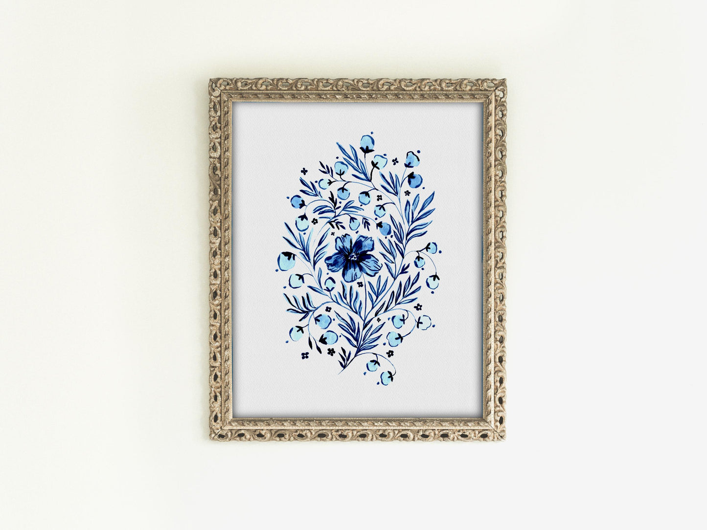 Blue & White Floral no. 2 Print