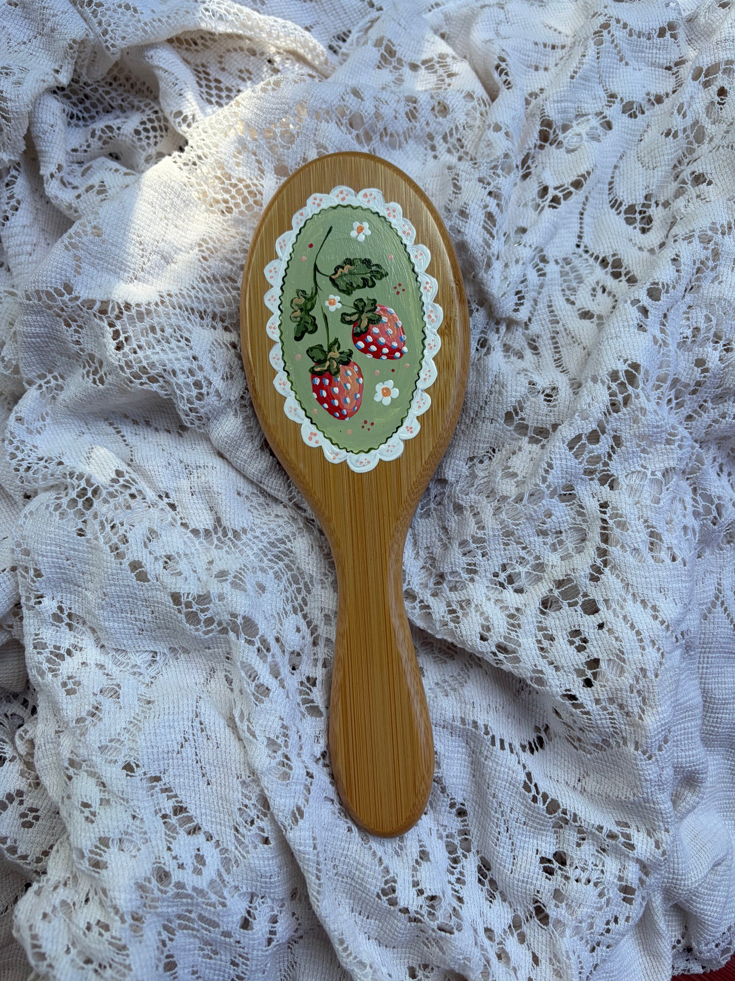 Strawberry no. 3 Hand Painted Hairbrush