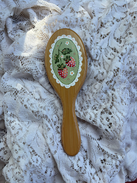 Strawberry no. 3 Hand Painted Hairbrush