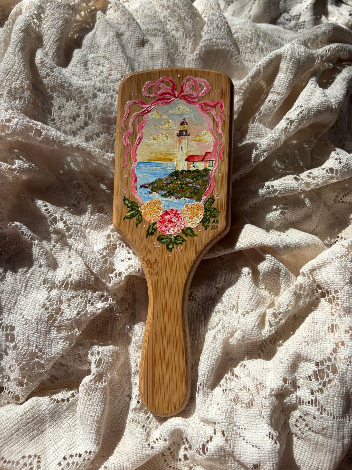 Portland Headlight no. 1 Hand Painted Hairbrush
