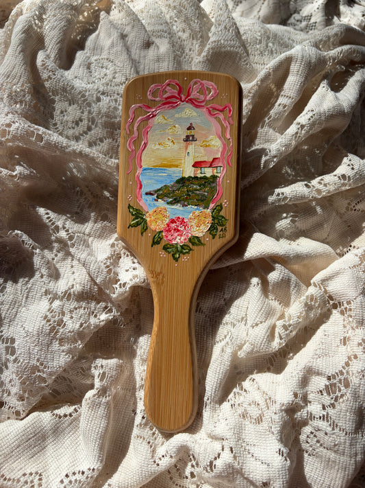 Portland Headlight no. 1 Hand Painted Hairbrush