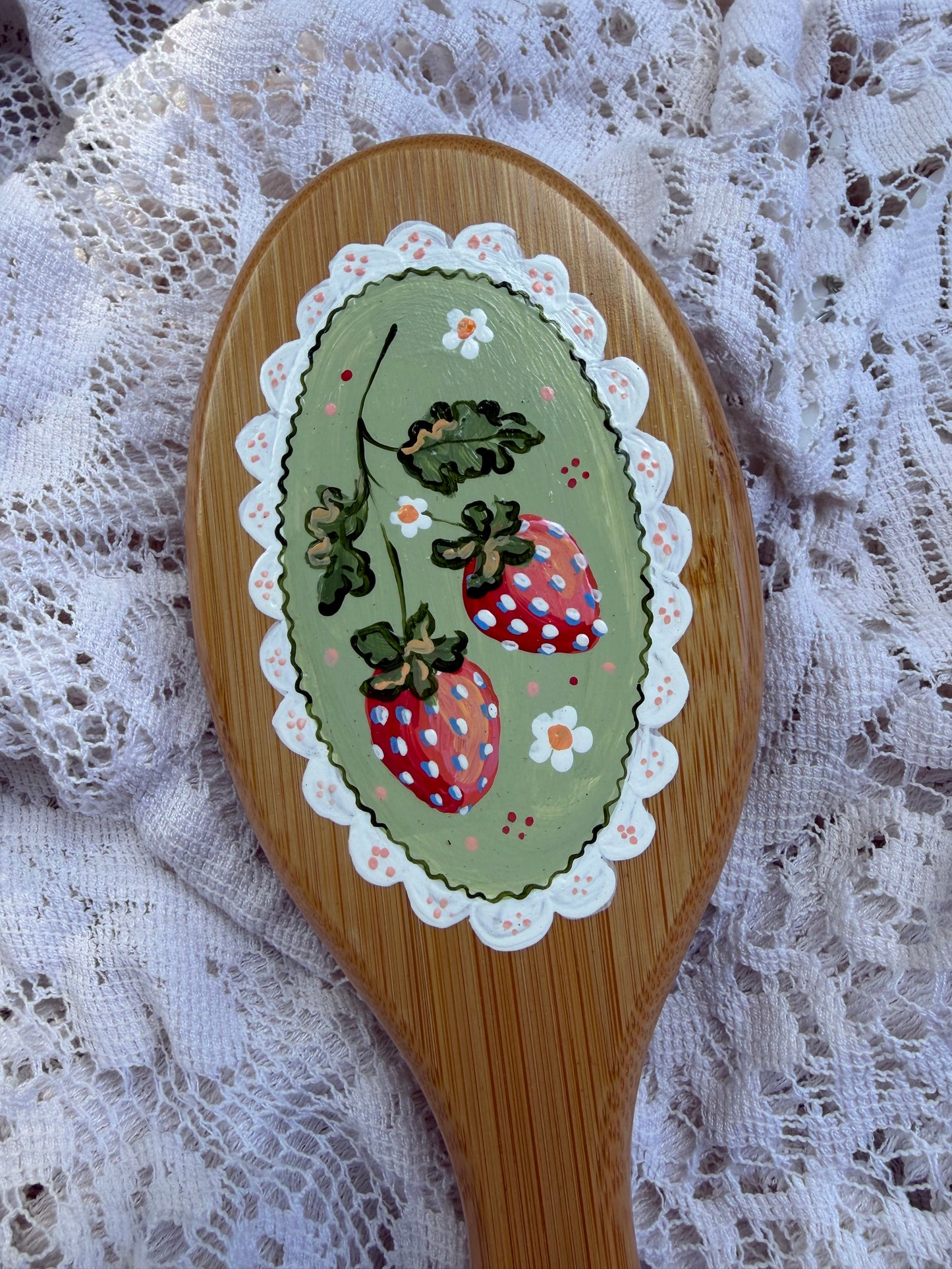 Strawberry no. 3 Hand Painted Hairbrush