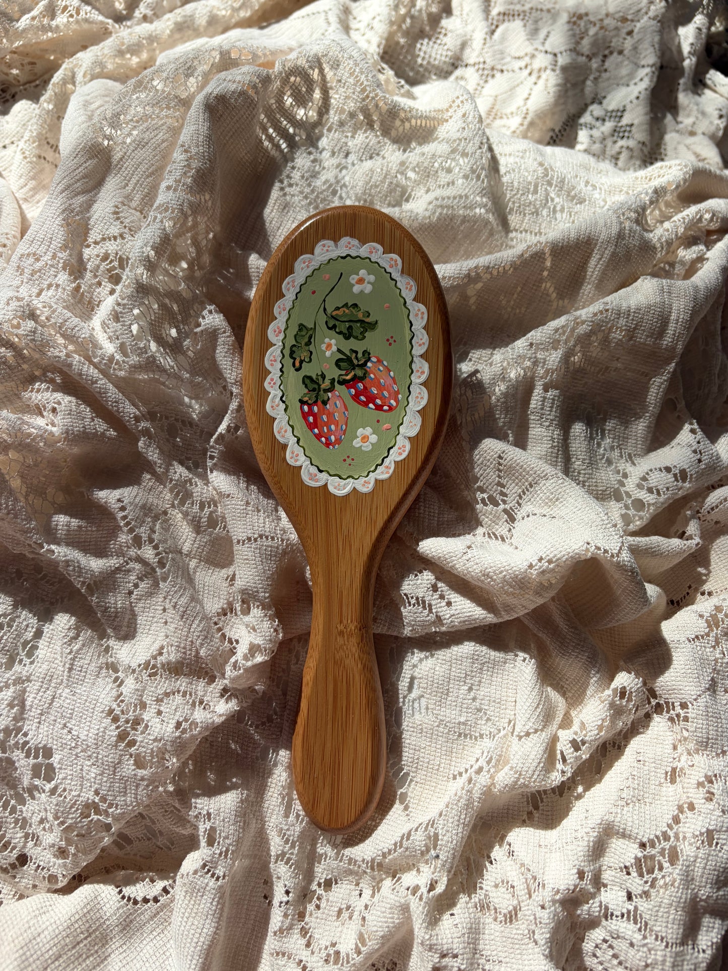 Strawberry no. 2 Hand Painted Hairbrush
