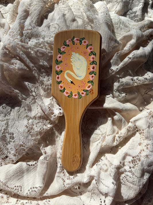 Swan no. 4 Hand Painted Hairbrush