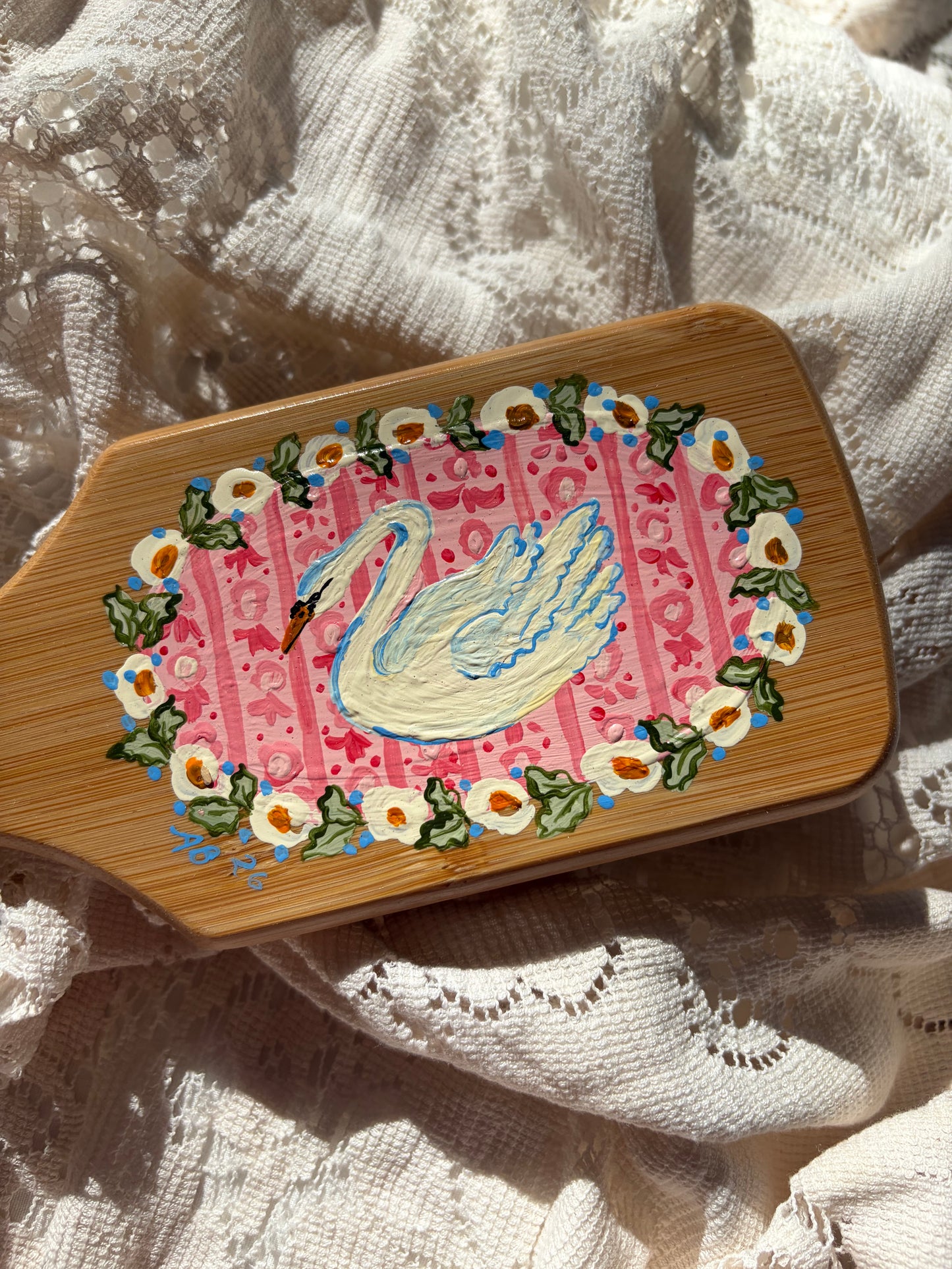 Swan no. 3 Hand Painted Hairbrush