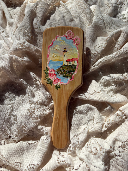 Portland Headlight no. 2 Hand Painted Hairbrush