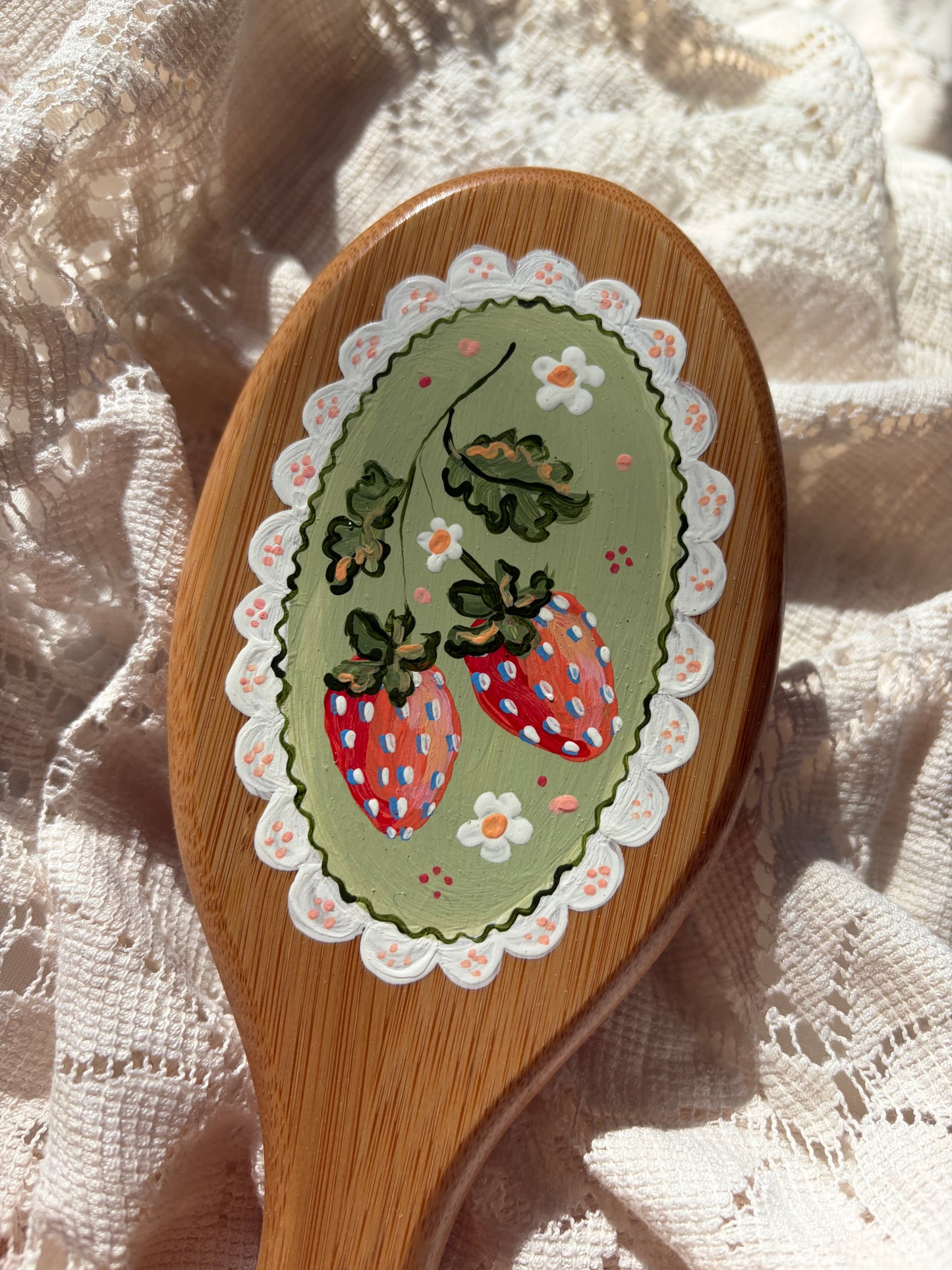 Strawberry no. 2 Hand Painted Hairbrush