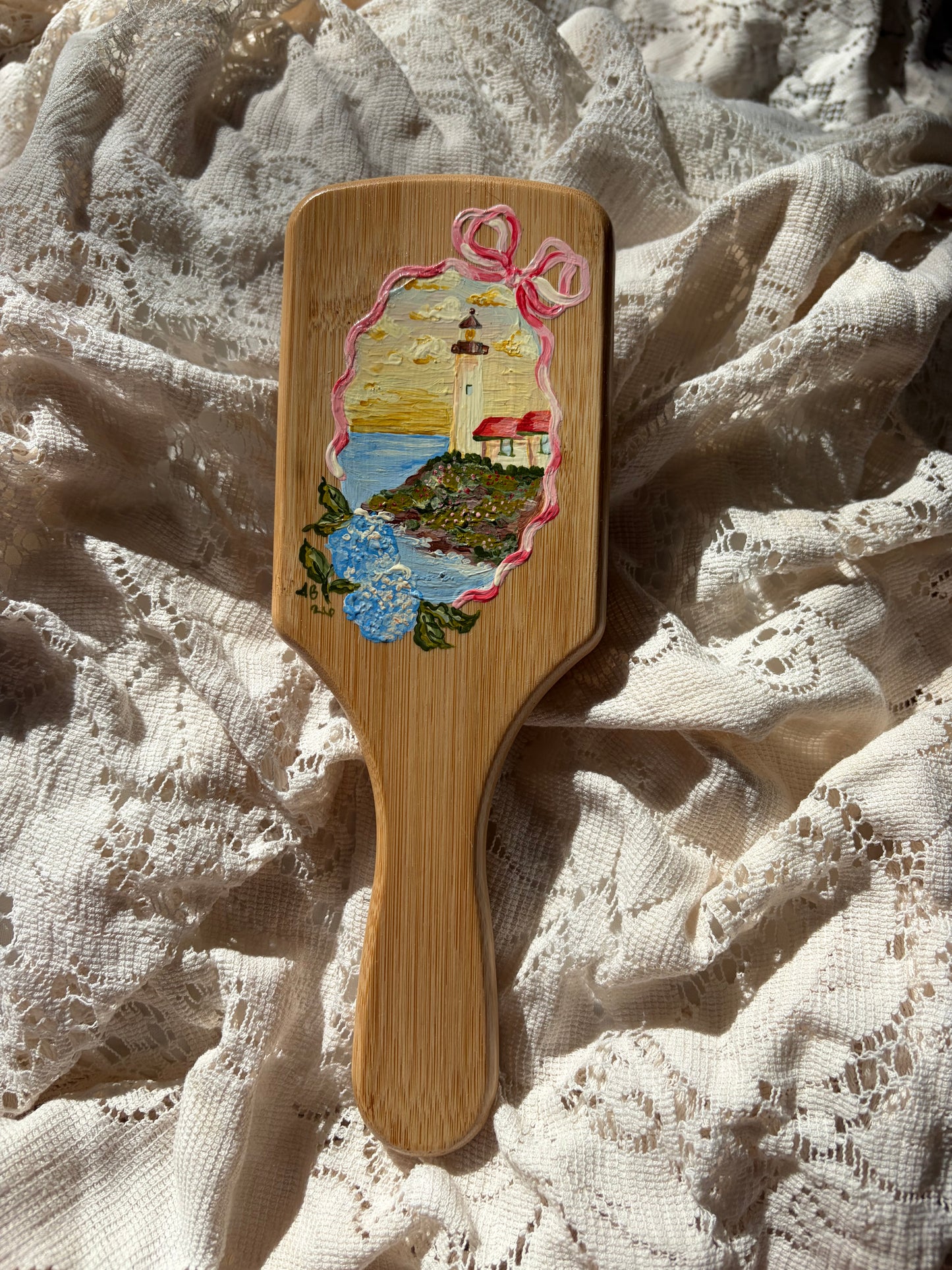 Portland Headlight no. 3 Hand Painted Hairbrush