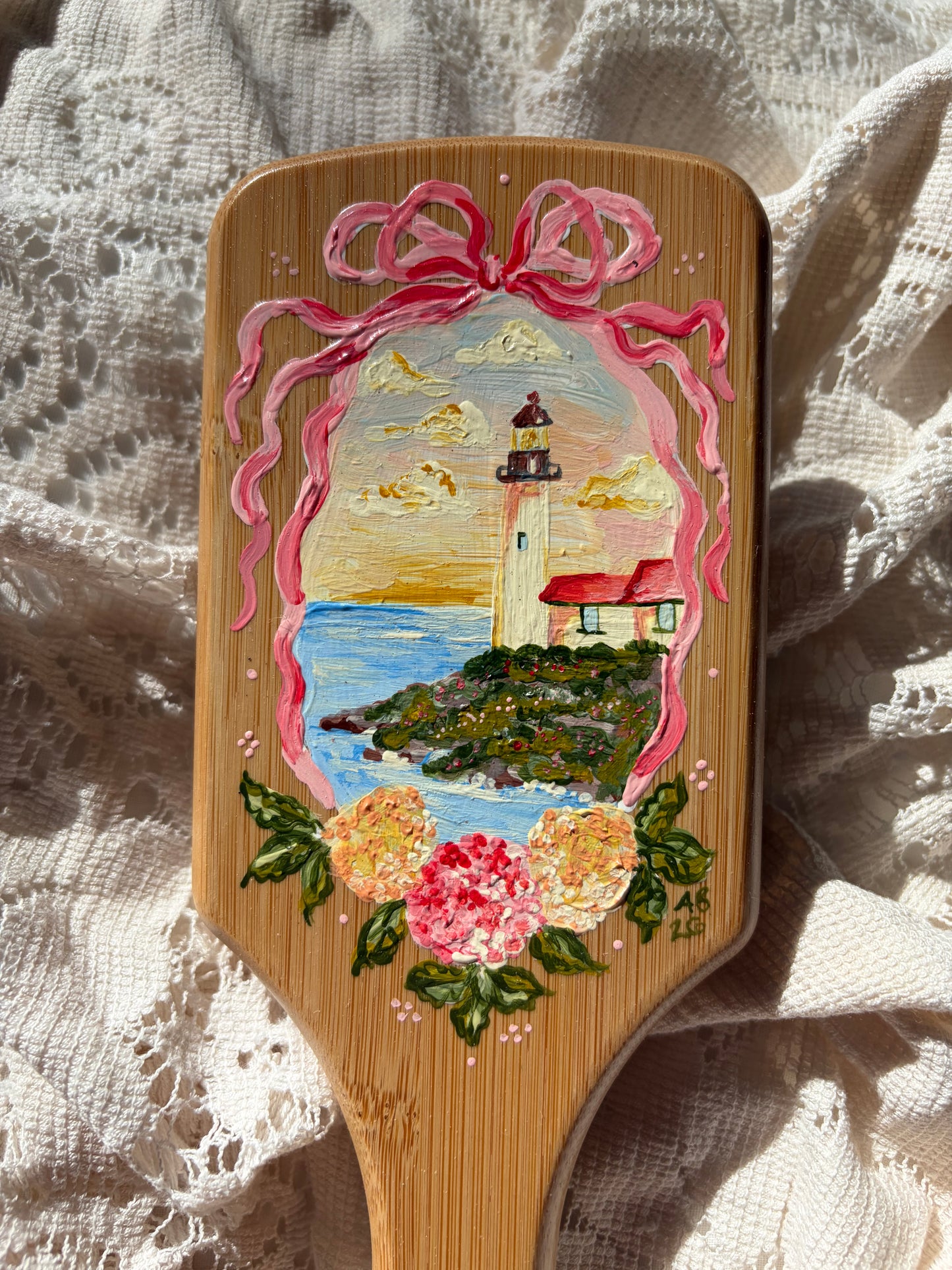 Portland Headlight no. 1 Hand Painted Hairbrush