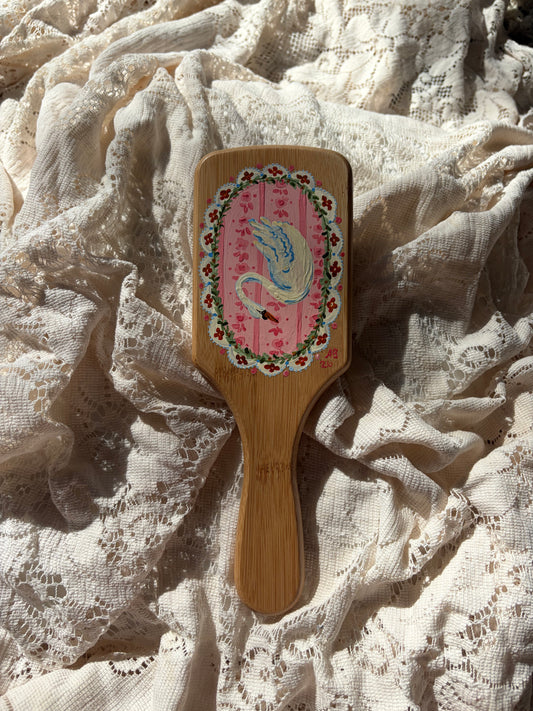 Swan no. 2 Hand Painted Hairbrush