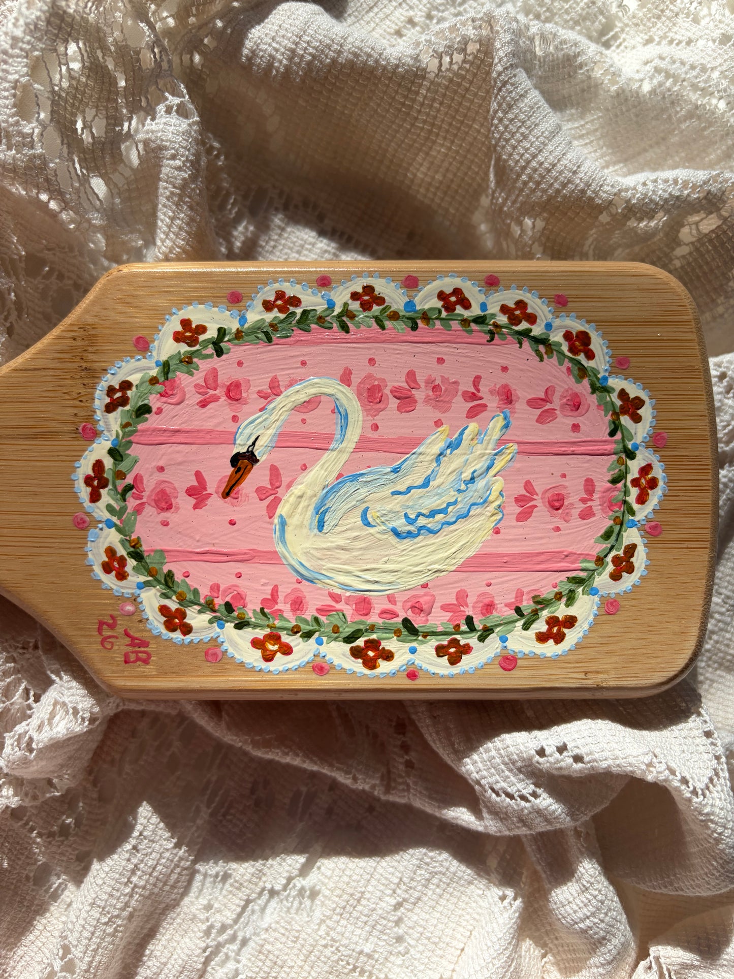 Swan no. 2 Hand Painted Hairbrush