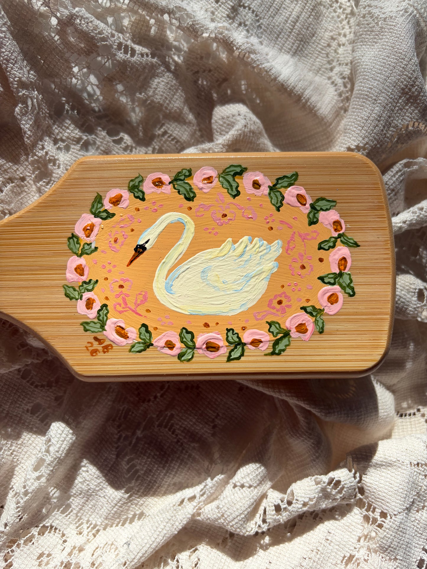 Swan no. 4 Hand Painted Hairbrush