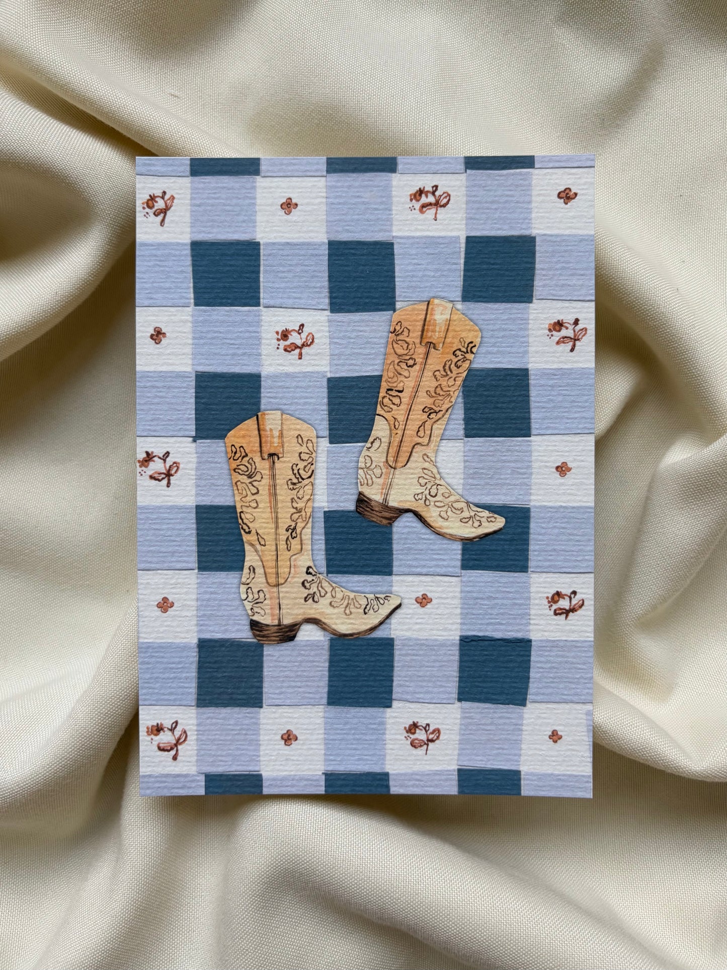 Gingham Cowboy Print
