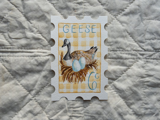 6th Day of Christmas Stamp - Original Artwork