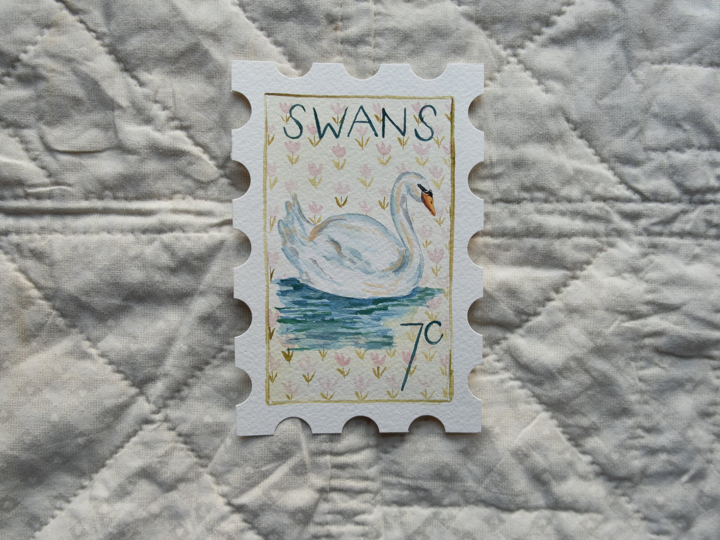 7th Day of Christmas Stamp - Original Artwork