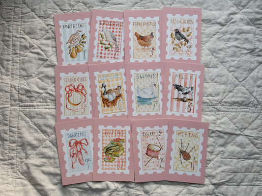 *MISPRINTS* 12 Days of Christmas Stamp Print Bundle