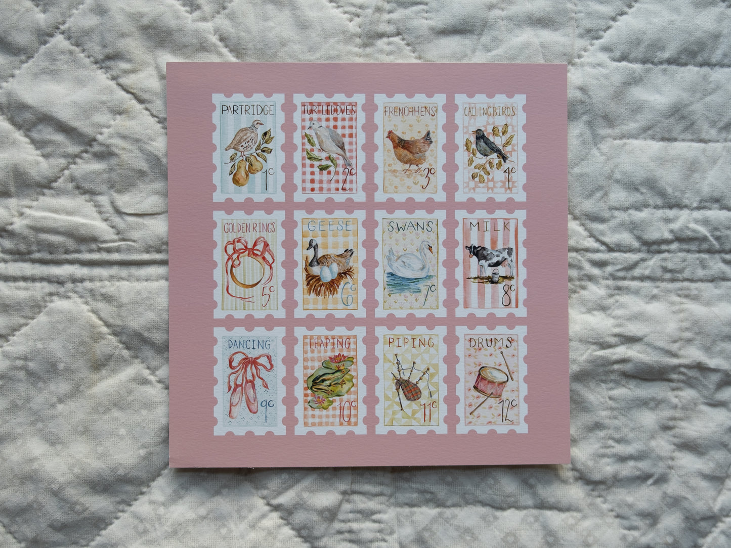 12 Days of Christmas Stamp Print