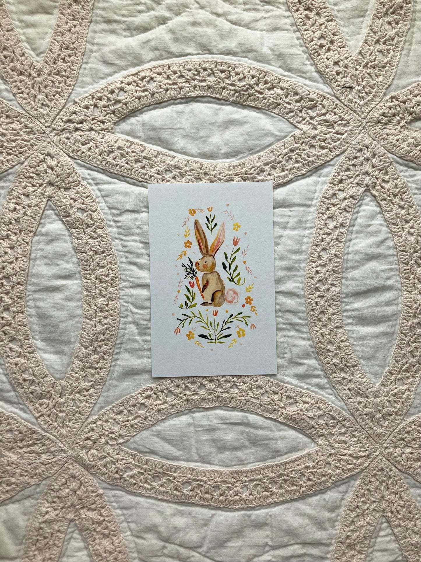 Bunny & Carrot Whimsical Print - B Grade