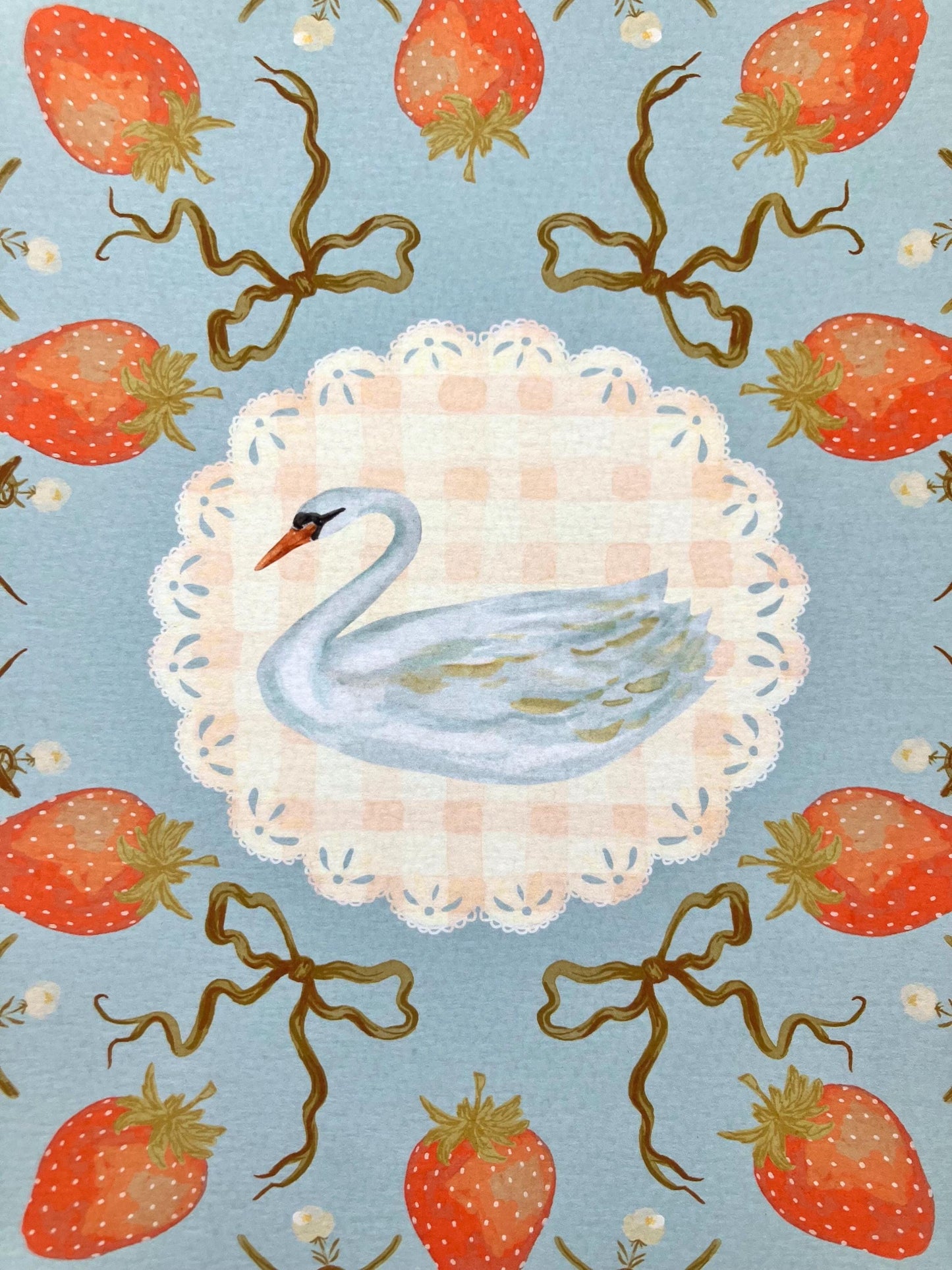 Strawberries and Swans Print