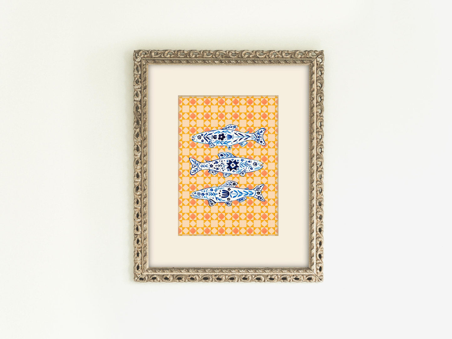 Delft Blue Fish Print