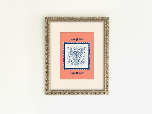 Delft Blue Lobster Print