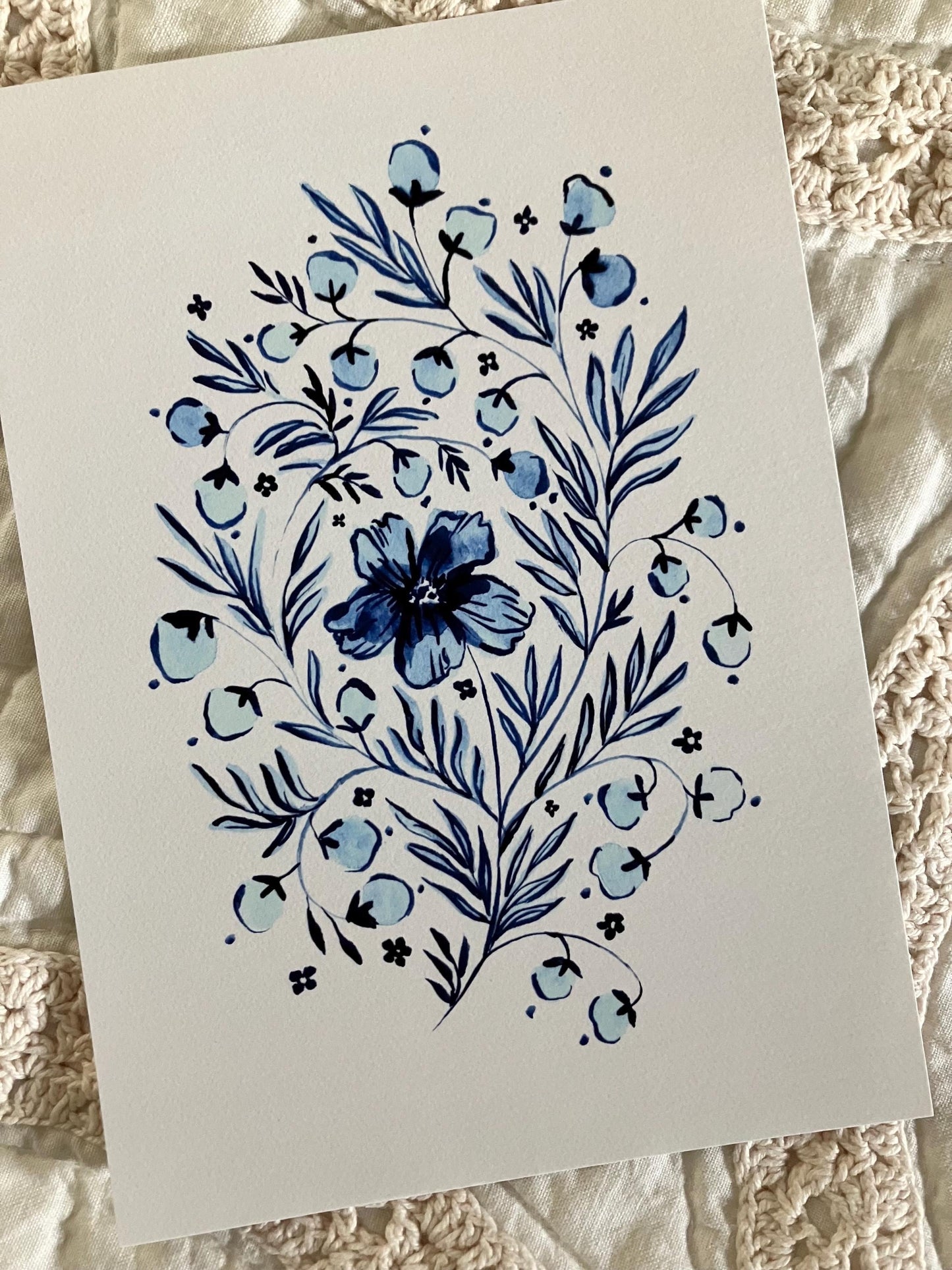 Blue & White Floral no. 2 Print