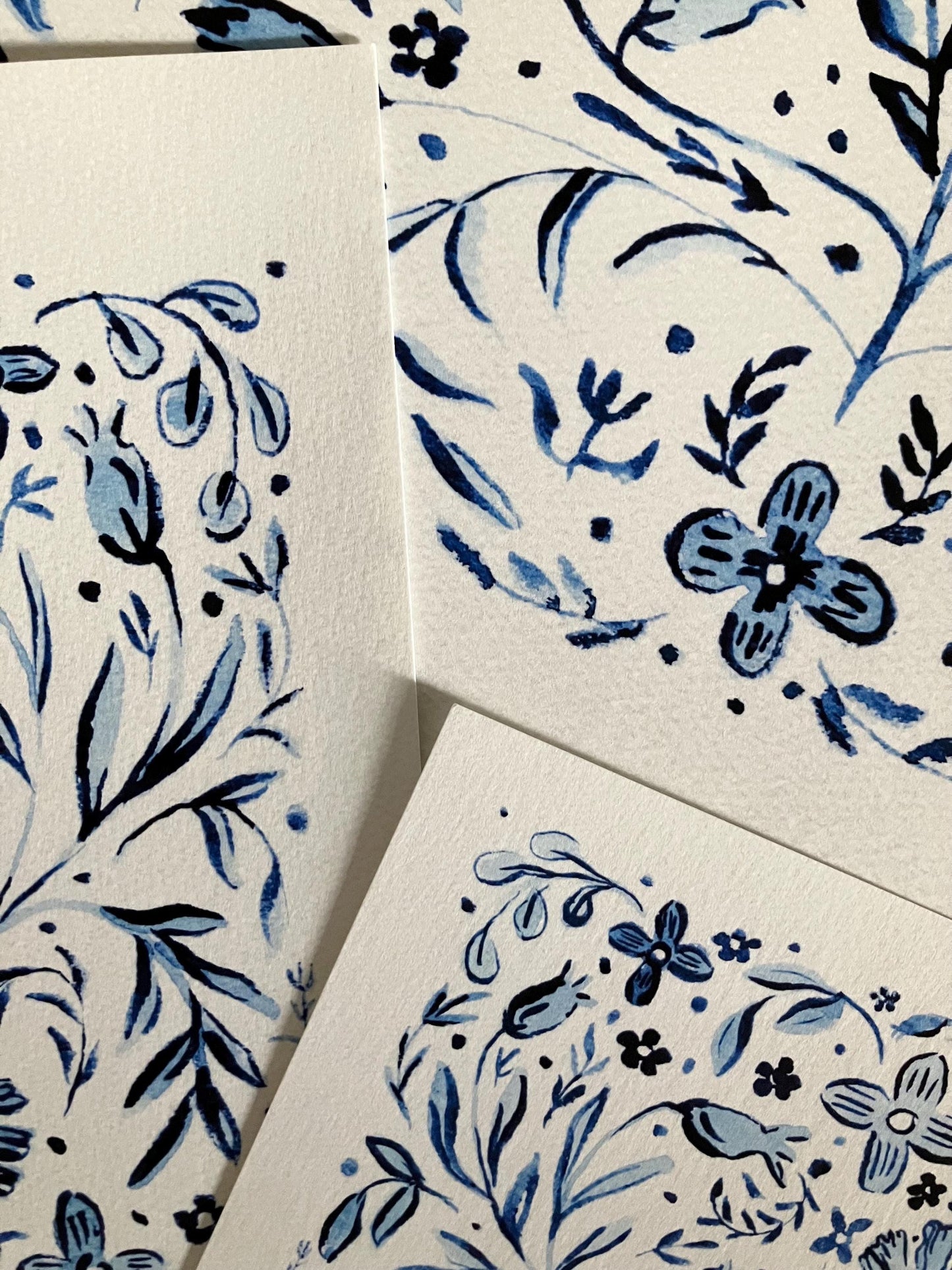 Blue and White Floral no. 1 Print